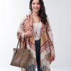 Simply Noelle Thick Plaid Hooded Wrap Burgundy. Perfect for fall and winter warmth. Simply Noelle Thick Plaid Hooded Wrap Burgundy
