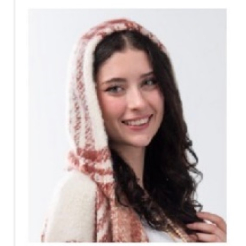Simply Noelle Thick Plaid Hood Wrap Hood Close up