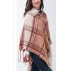 Simply Noelle Thick Plaid Poncho Burgundy Side View