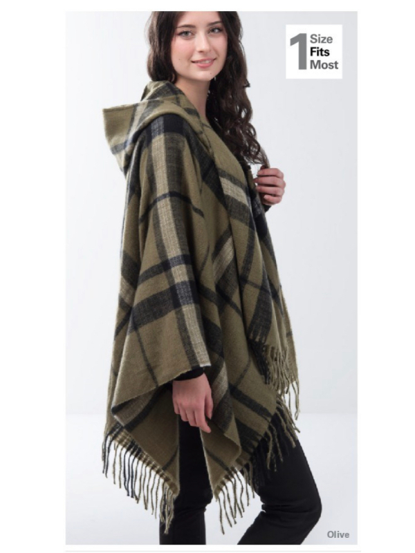 Windowpane Plaid Hooded Wrap by Simply Noelle