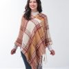 Simply Noelle Thick Plaid Poncho shown in Burgundy