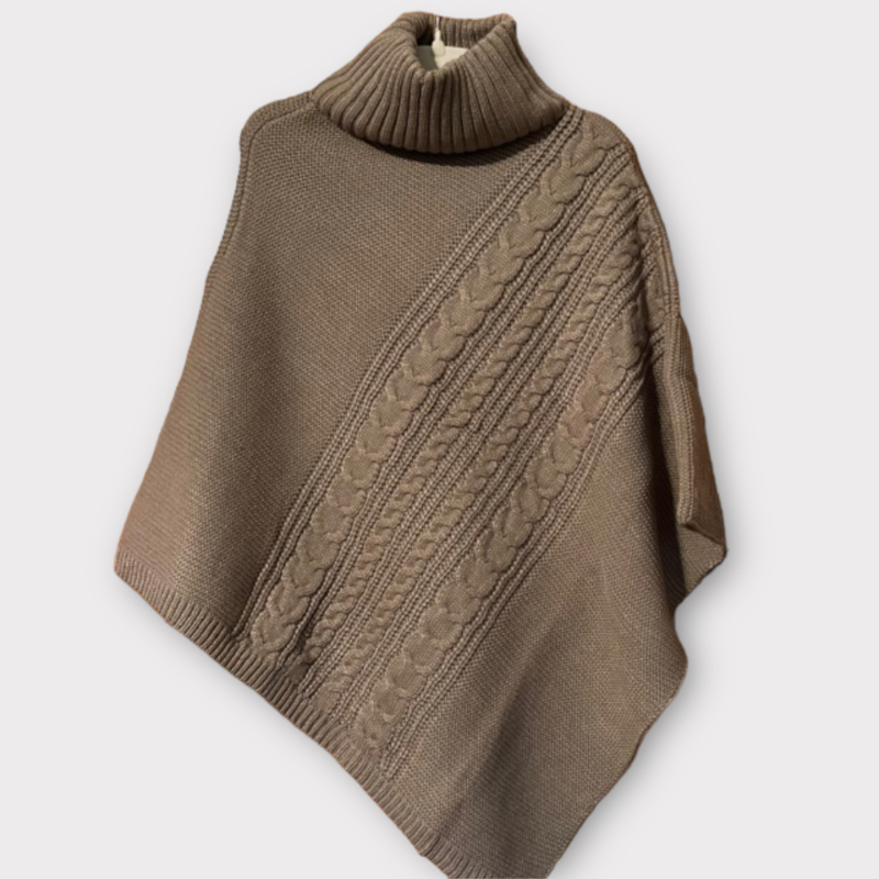 Simply Noelle Wildemess Cable Knit Poncho with warm Cowl Neck