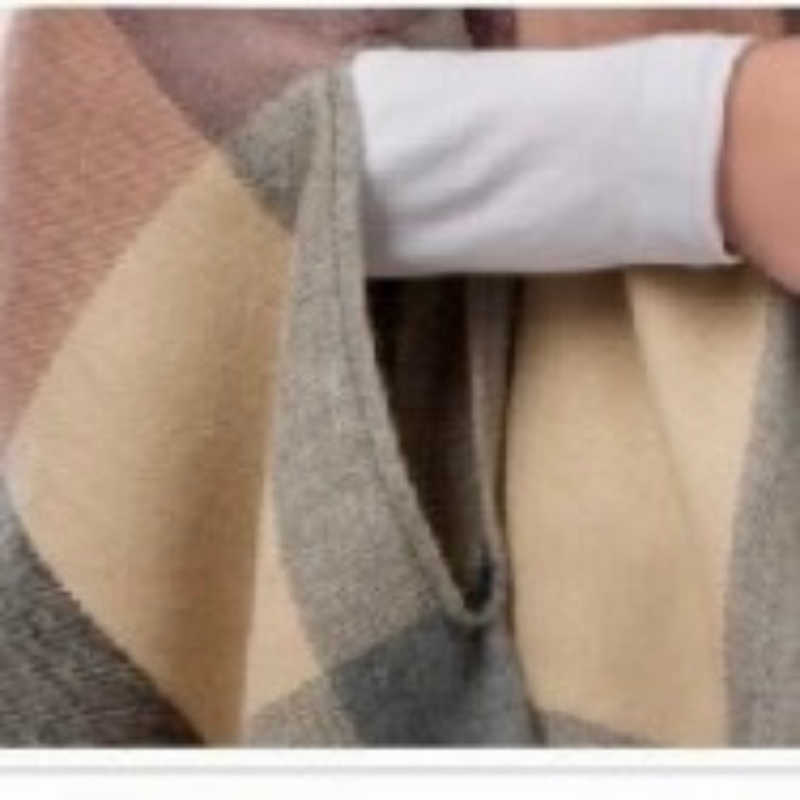 Large Plaid Scarf wrap by Simply Noelle Armhole close up.
