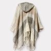 Simply Noelle Thick Plaid Hooded Wrap Back view in steel color Simply Noelle Thick Plaid Hooded Wrap Back view
