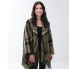 Windowpane Plaid Hooded Wrap by Simply Noelle shown in Olive. Windowpane Plaid Hooded Wrap by Simply Noelle