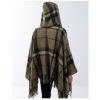 Windowpane Plaid Hooded Wrap by Simply Noelle back view in Olive. Windowpane Plaid Hooded Wrap by Simply Noelle